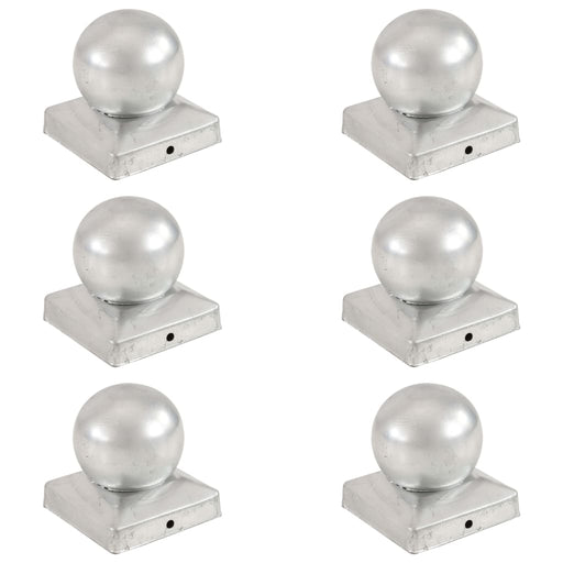 Capace stâlpi tip glob, 6 buc., 91 x 91 mm, metal galvanizat - WALTI WALTI