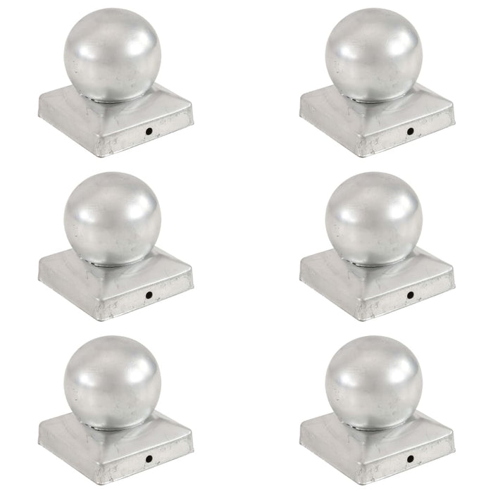 Capace stâlpi tip glob, 6 buc., 91 x 91 mm, metal galvanizat - WALTI WALTI