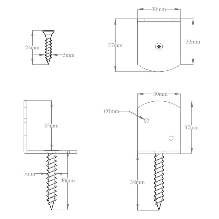 Suporturi panou gard, formă L, 4 buc, metal galvanizat - WALTI WALTI