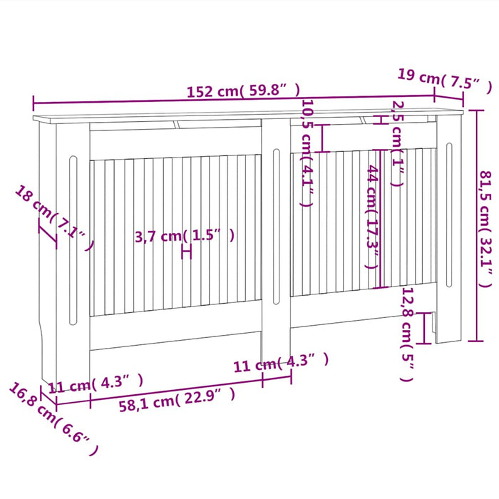 Mască pentru calorifer, antracit, 152 x 19 x 81,5 cm, MDF WALTI