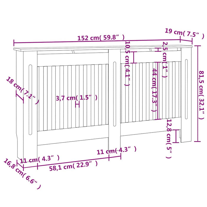 Mască pentru calorifer, 152x19x81,5 cm, lemn prelucrat WALTI