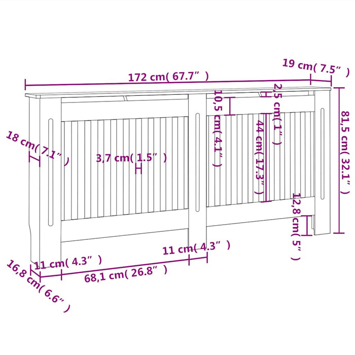 Mască pentru calorifer, antracit, 172 x 19 x 81,5 cm, MDF WALTI