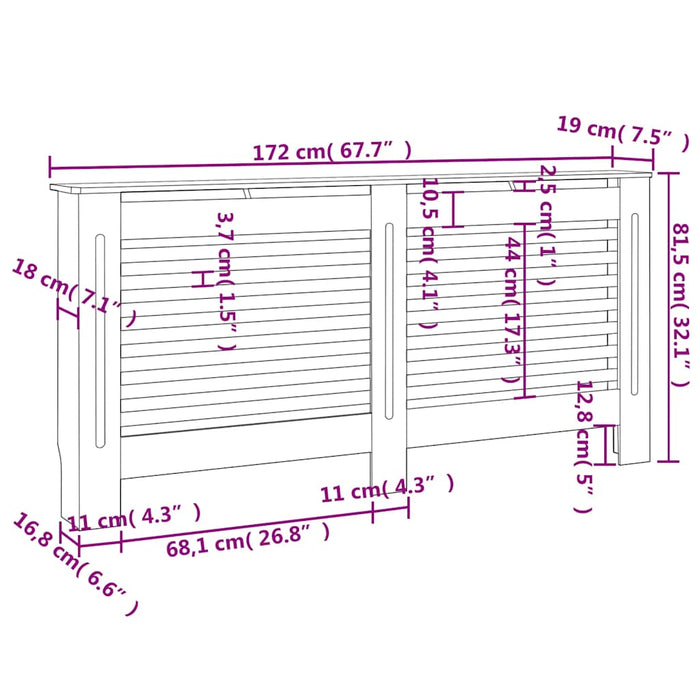 Mască pentru calorifer, antracit, 172 x 19 x 81,5 cm, MDF WALTI