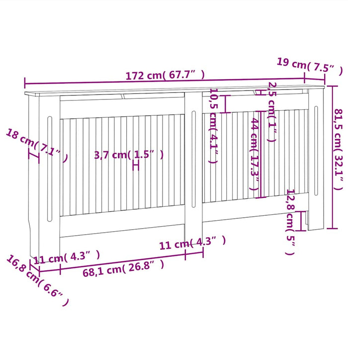 Mască pentru calorifer, 172 x 19 x 81,5 cm, MDF WALTI