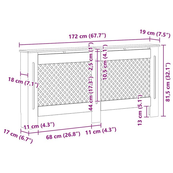 Mască pentru calorifer, 172 x 19 x 81,5 cm, MDF WALTI