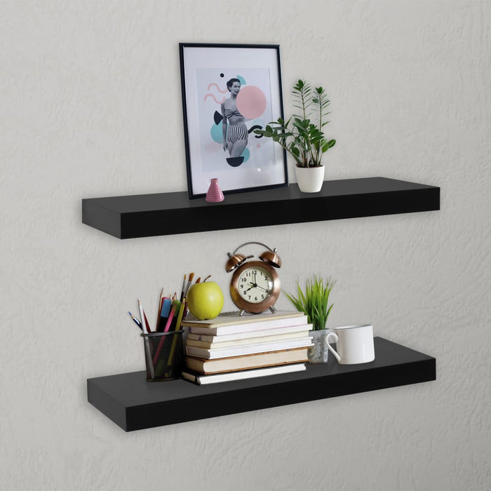 Rafturi de perete suspendate, 2 buc., negru, 40 x 20 x 3,8 cm - WALTI WALTI