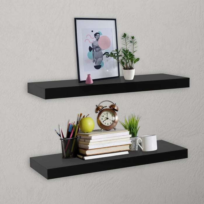 Rafturi de perete suspendate, 2 buc., negru, 60x20x3,8 cm - WALTI WALTI