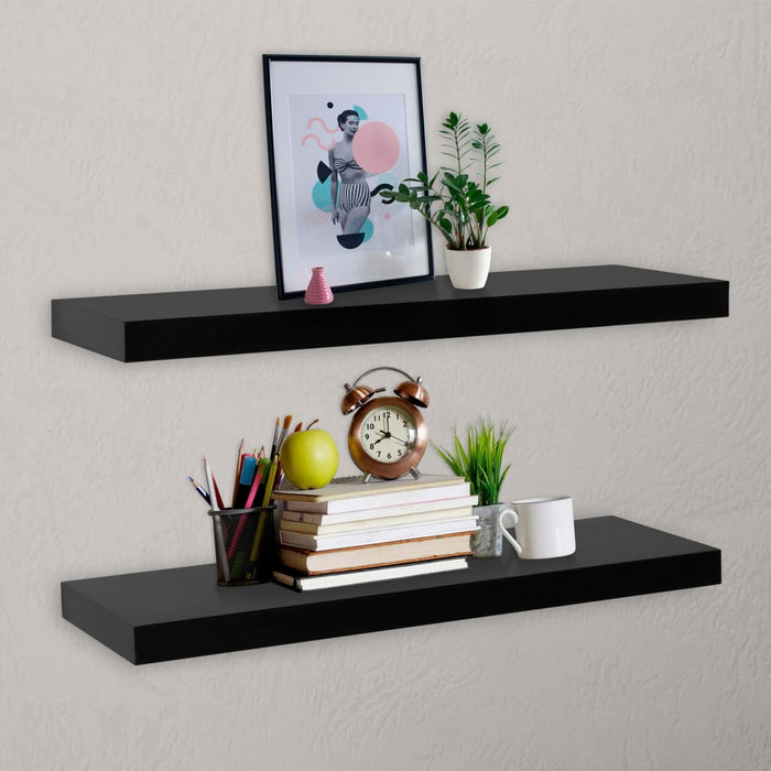 Rafturi de perete suspendate, 2 buc., negru, 100x20x3,8 cm - WALTI WALTI