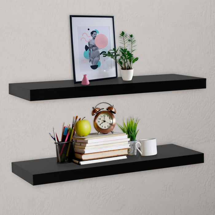 Rafturi de perete suspendate, 2 buc., negru, 120 x 20 x 3,8 cm - WALTI WALTI