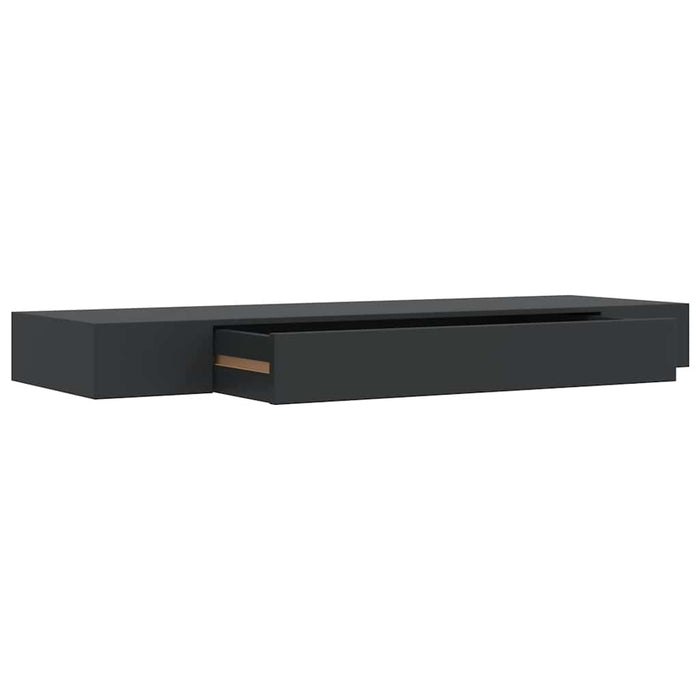 Raft de perete suspendat cu sertar, negru, 80 x 25 x 8 cm - WALTI WALTI