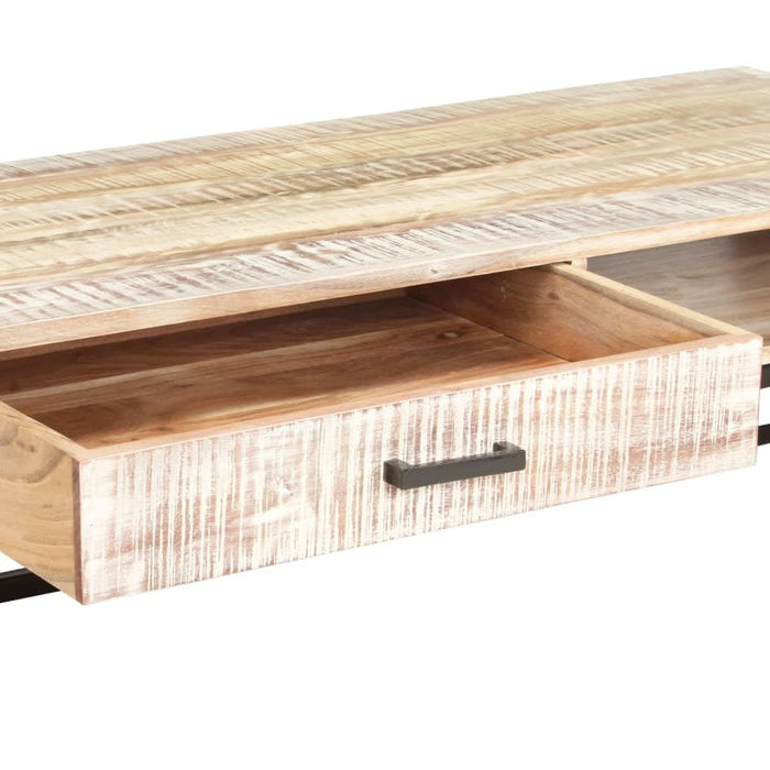 Măsuță de cafea, alb, 117x50x30 cm, lemn masiv de acacia - WALTI WALTI