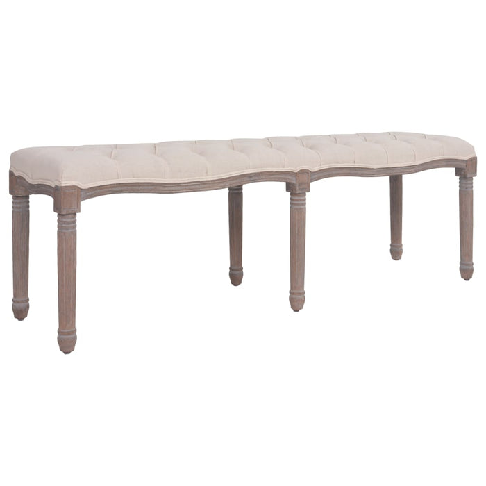 Bancă, alb crem, 59.1"x15.7"x18.9", țesătură și lemn masiv WALTI