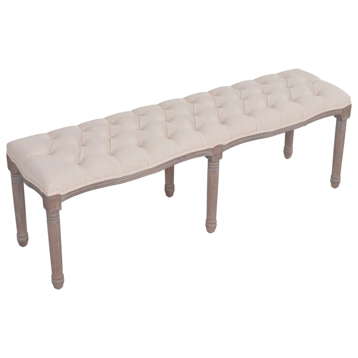 Bancă, alb crem, 59.1"x15.7"x18.9", țesătură și lemn masiv WALTI