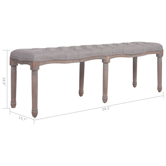Bancă, alb crem, 59.1"x15.7"x18.9", țesătură și lemn masiv WALTI