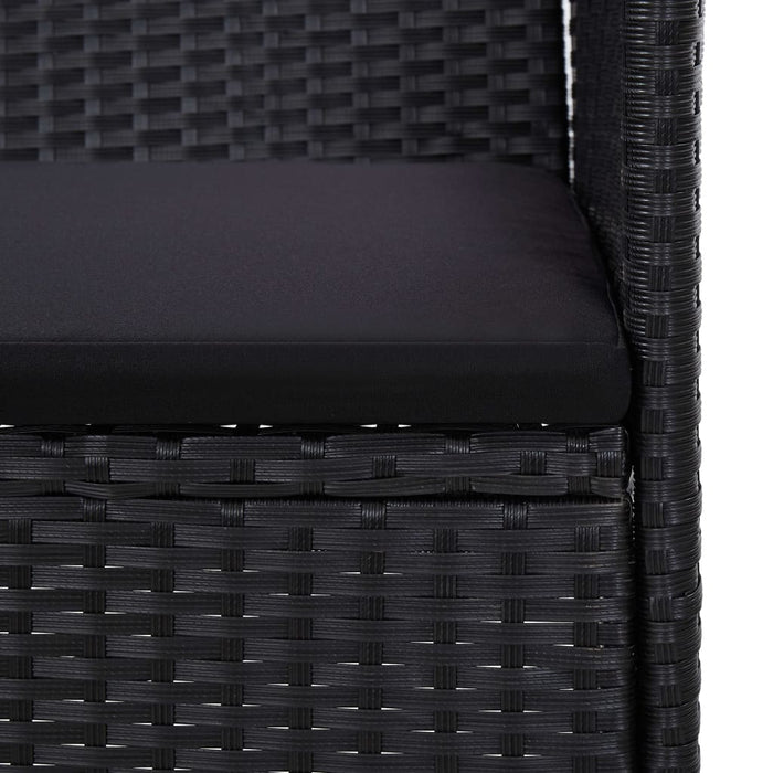 Set mobilier de grădină cu perne, 4 piese, negru, poliratan WALTI