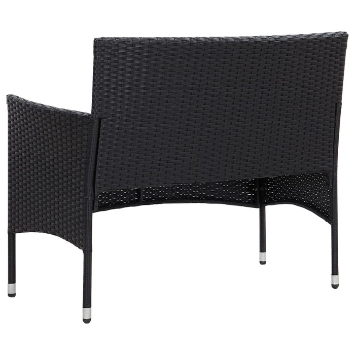Set mobilier de grădină cu perne, 4 piese, negru, poliratan WALTI