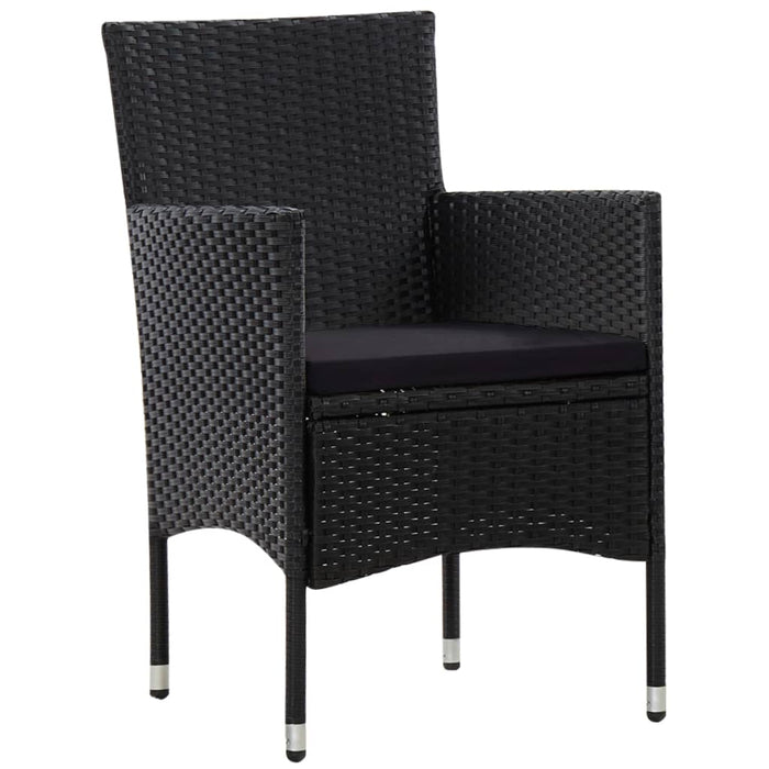 Set mobilier de grădină cu perne, 4 piese, negru, poliratan WALTI