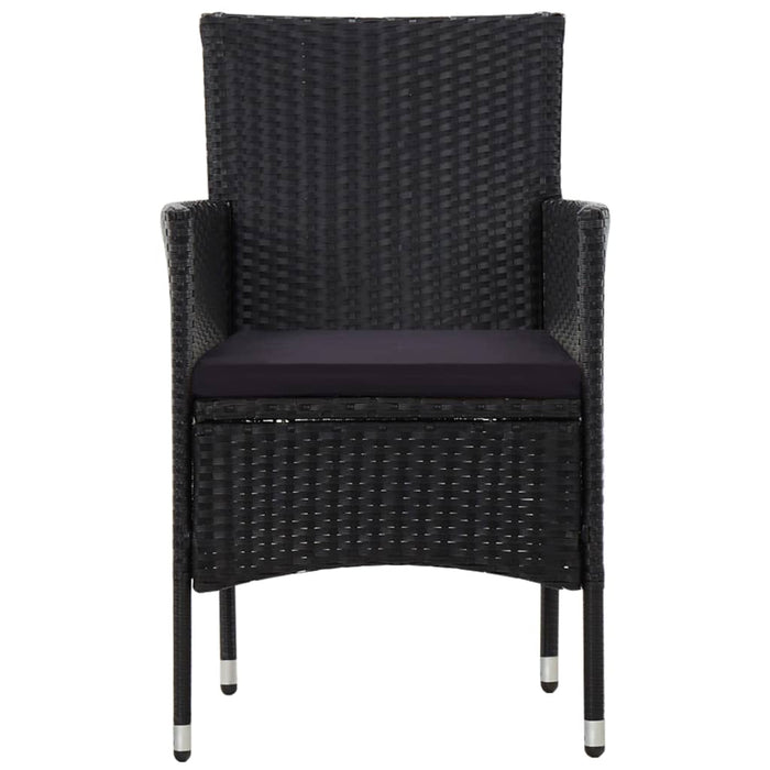 Set mobilier de grădină cu perne, 4 piese, negru, poliratan WALTI