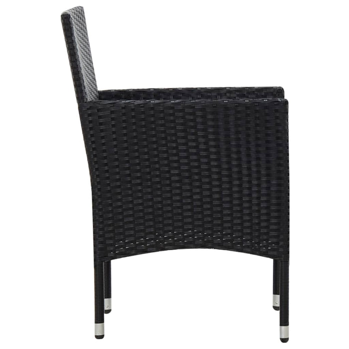 Set mobilier de grădină cu perne, 4 piese, negru, poliratan WALTI