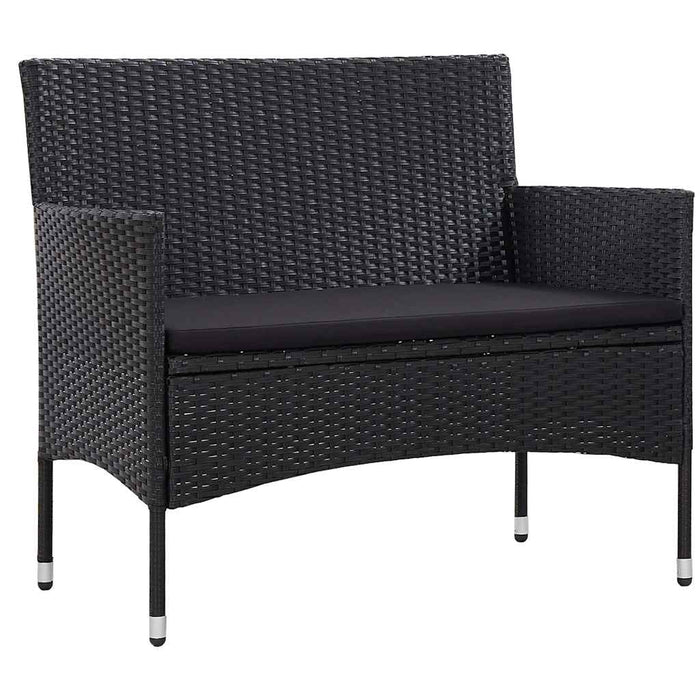Bancă de grădină, negru, 103 cm, poliratan WALTI