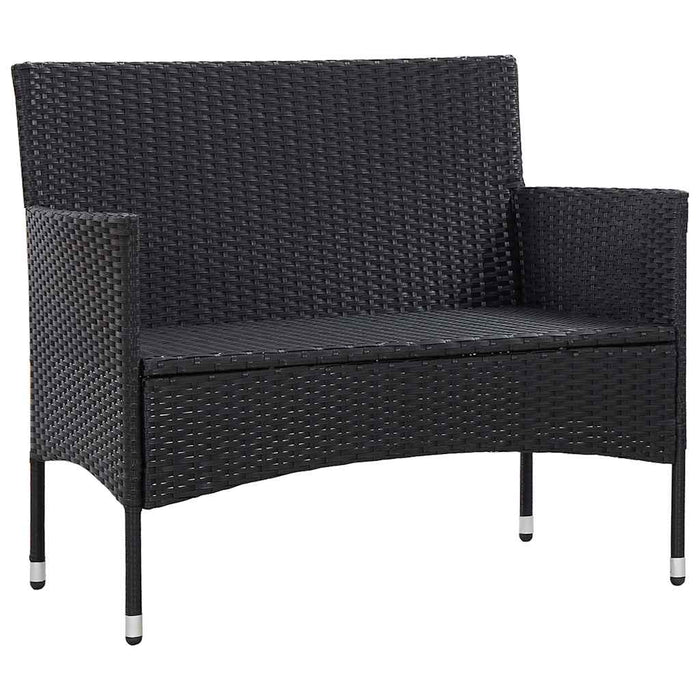 Bancă de grădină, negru, 103 cm, poliratan WALTI