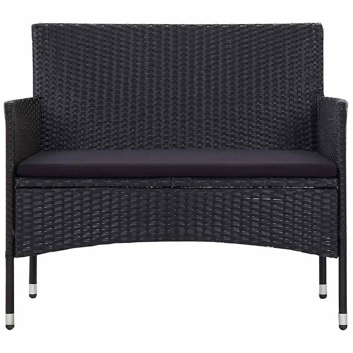 Bancă de grădină, negru, 103 cm, poliratan WALTI
