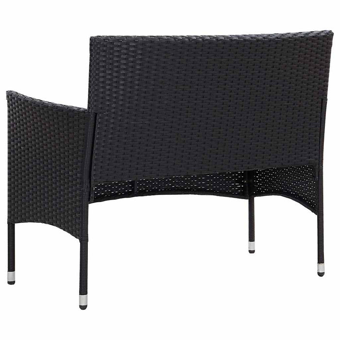 Bancă de grădină, negru, 103 cm, poliratan WALTI