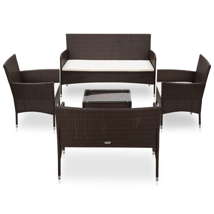 Set mobilier de grădină cu perne, 5 piese, maro, poliratan - WALTI WALTI