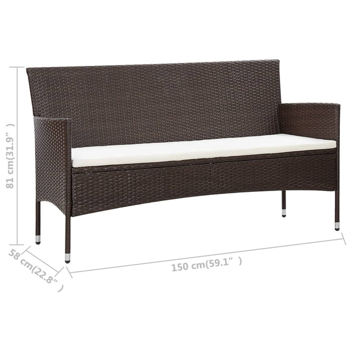 Set mobilier de grădină cu perne, 5 piese, maro, poliratan - WALTI WALTI