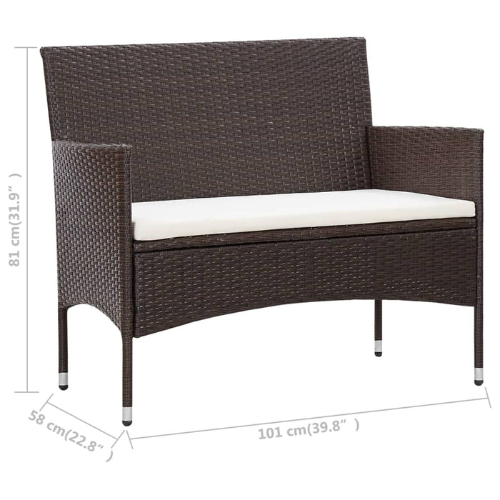Set mobilier de grădină cu perne, 5 piese, maro, poliratan - WALTI WALTI