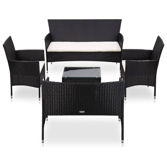 Set mobilier de grădină cu perne, 5 piese, negru, poliratan - WALTI WALTI