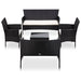 Set mobilier de grădină cu perne, 5 piese, negru, poliratan - WALTI WALTI