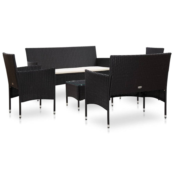 Set mobilier de grădină cu perne, 5 piese, negru, poliratan - WALTI WALTI