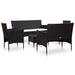 Set mobilier de grădină cu perne, 5 piese, negru, poliratan - WALTI WALTI