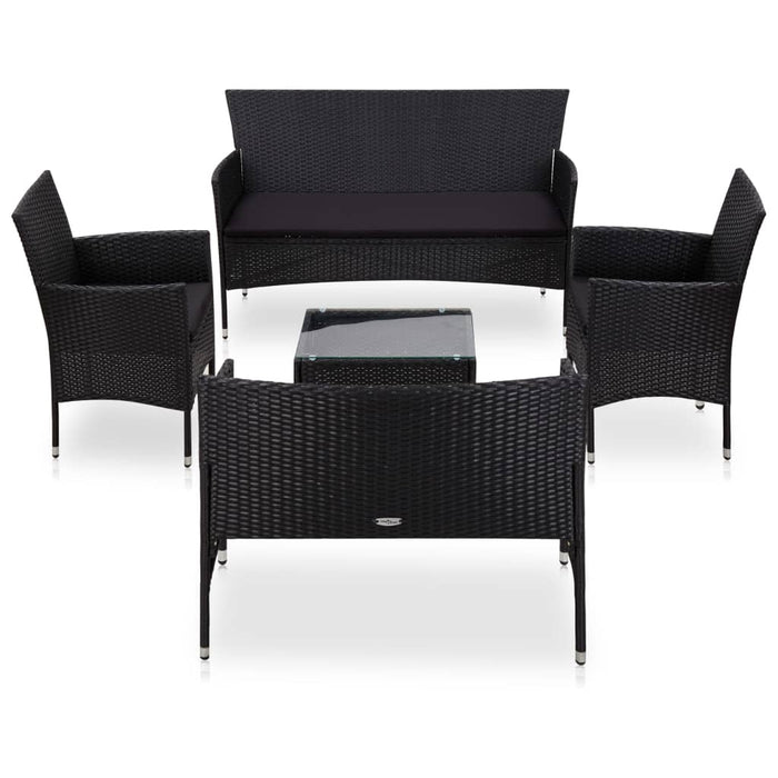 Set mobilier de grădină cu perne, 5 piese, negru, poliratan - WALTI WALTI