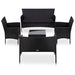 Set mobilier de grădină cu perne, 5 piese, negru, poliratan - WALTI WALTI