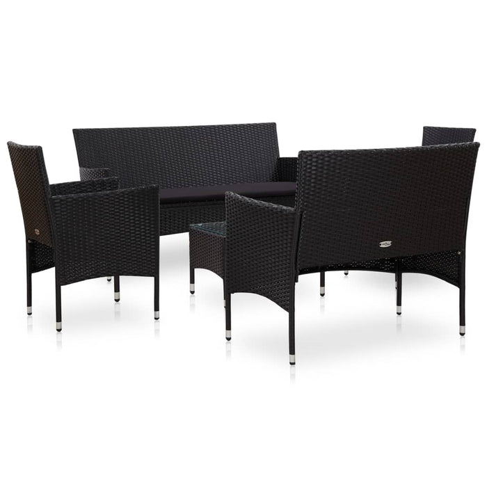 Set mobilier de grădină cu perne, 5 piese, negru, poliratan - WALTI WALTI