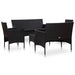 Set mobilier de grădină cu perne, 5 piese, negru, poliratan - WALTI WALTI
