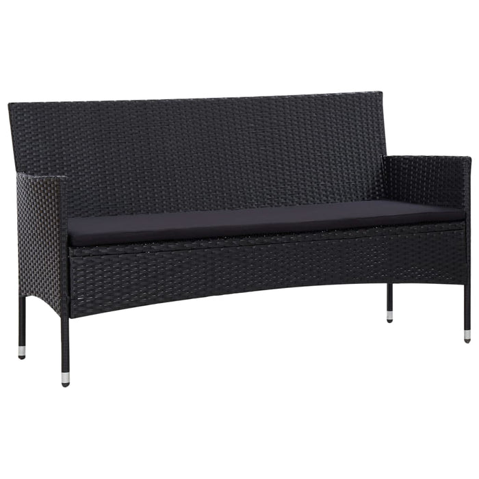 Set mobilier de grădină cu perne, 5 piese, negru, poliratan - WALTI WALTI