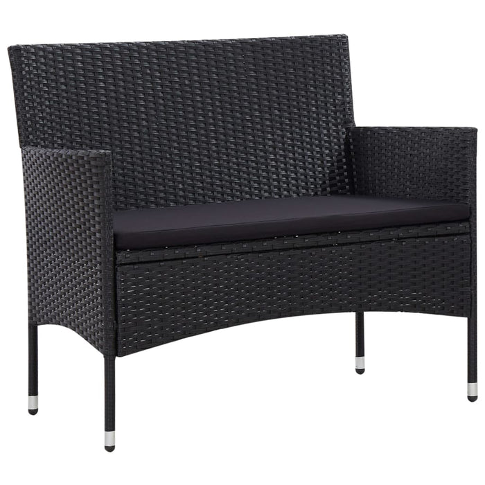 Set mobilier de grădină cu perne, 5 piese, negru, poliratan - WALTI WALTI