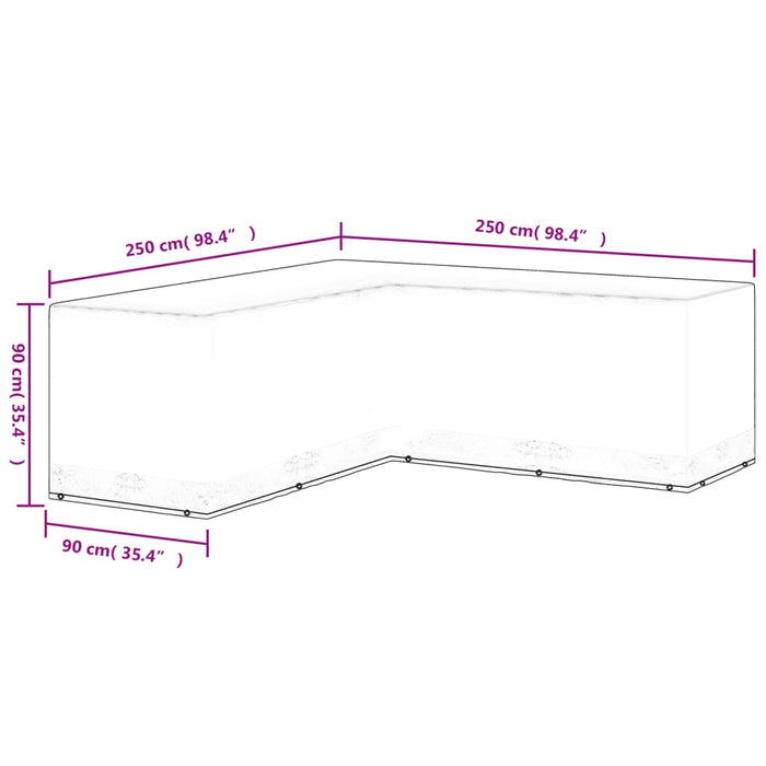 Husă mobilier de grădină, formă de L, 12 ocheți, 250x250x90 cm - WALTI WALTI