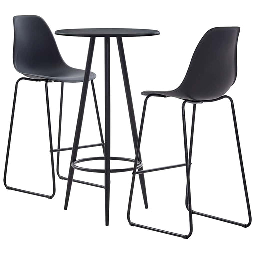 Set mobilier de bar, 3 piese, negru, plastic - WALTI WALTI