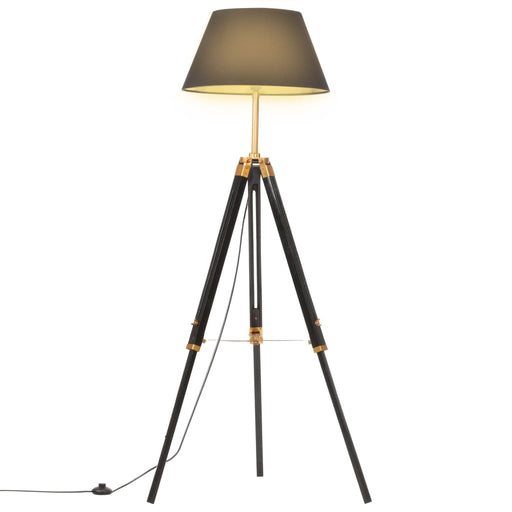 Lampă de podea trepied, negru și auriu, 141 cm, lemn masiv tec - WALTI WALTI