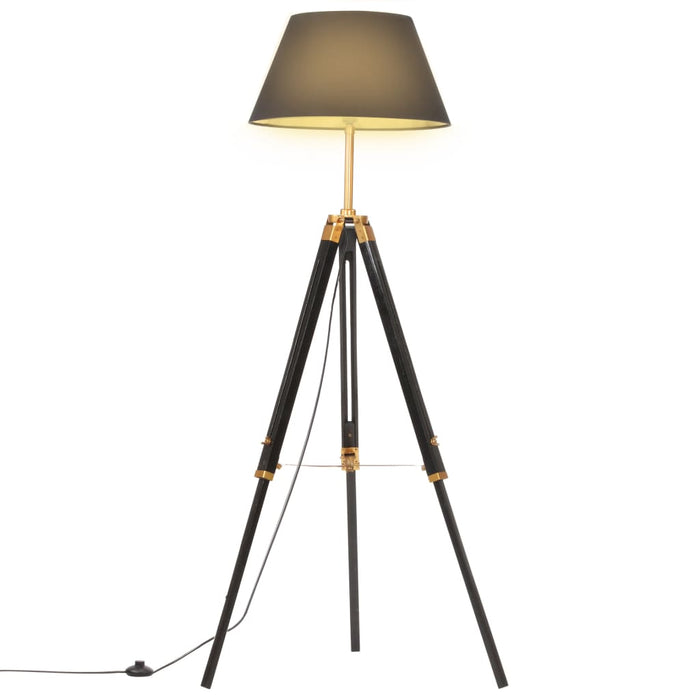 Lampă de podea trepied, negru și auriu, 141 cm, lemn masiv tec WALTI