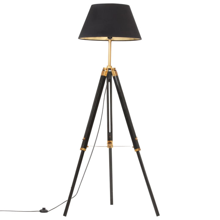 Lampă de podea trepied, negru și auriu, 141 cm, lemn masiv tec WALTI