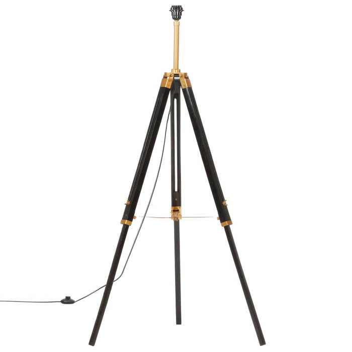 Lampă de podea trepied, negru și auriu, 141 cm, lemn masiv tec WALTI
