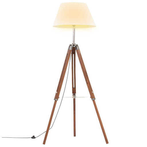 Lampă de podea trepied, maro miere și alb, 141 cm, lemn de tec - WALTI WALTI