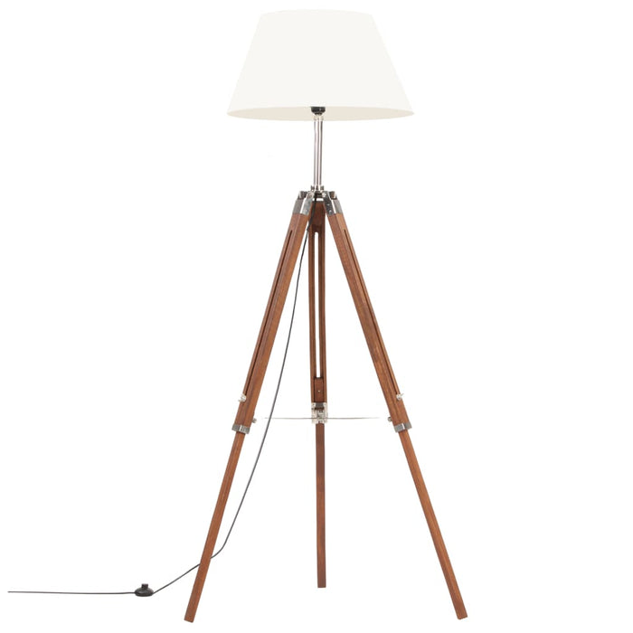 Lampă de podea trepied, maro miere și alb, 141 cm, lemn de tec WALTI