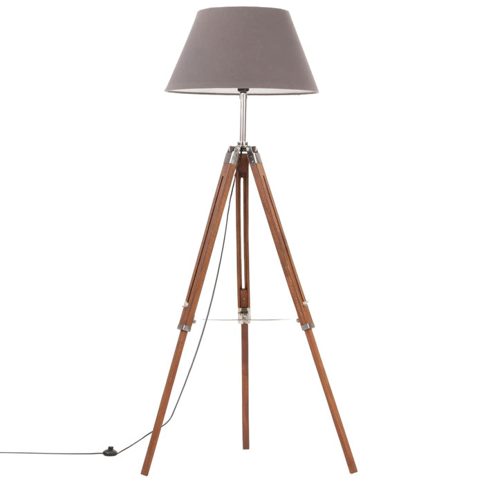 Lampă de podea trepied, maro miere și gri, 141 cm, lemn de tec WALTI