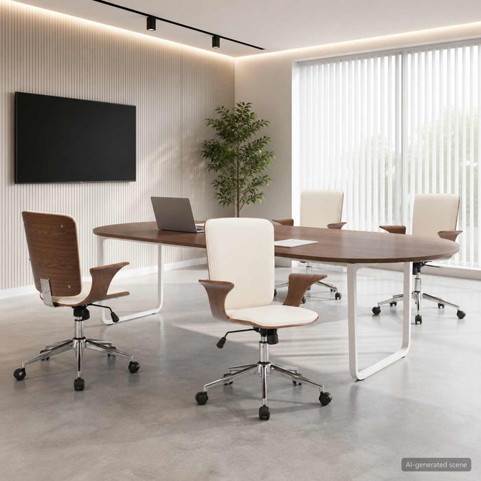 Scaune de birou rotative cu spătar 4 buc. Piele artificială WALTI